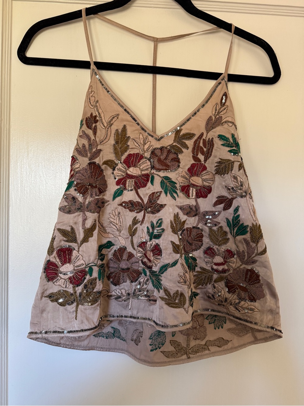 Embroidered sequined tank top - Zara